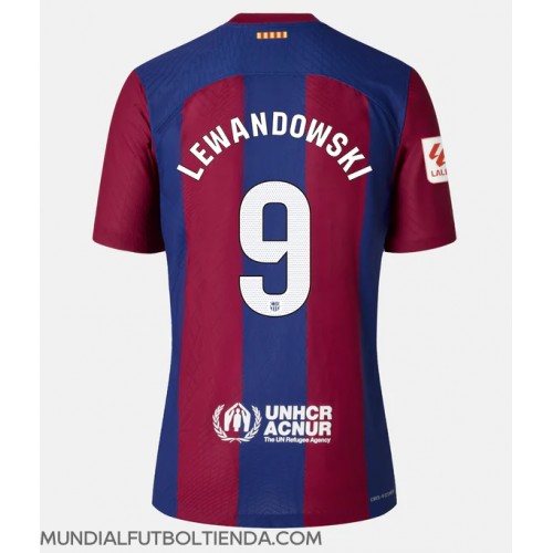 Camiseta Barcelona Robert Lewandowski #9 Primera Equipación Replica 2023-24 mangas cortas